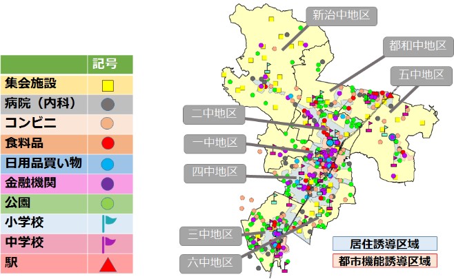 土浦市の各種施設立地