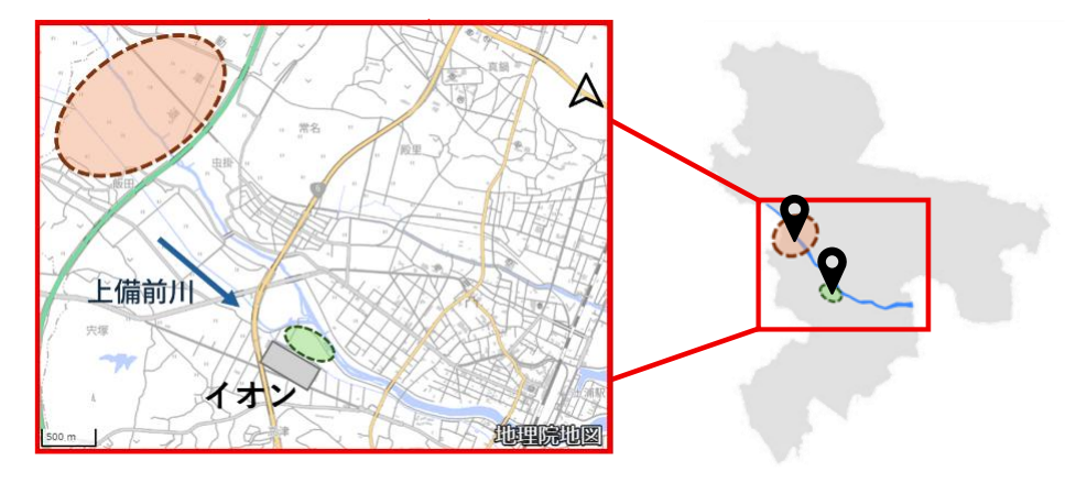 遊水田と遊水公園の分布