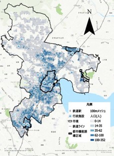 人口と行政施設の分布