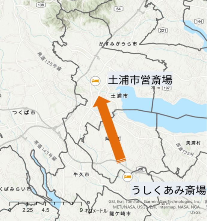 斎場広域化案の地図